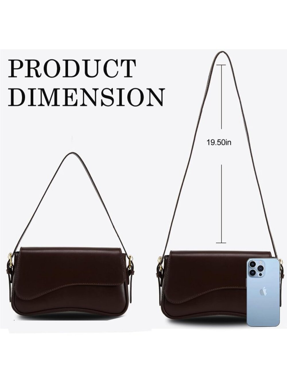 Women's Coffee PU Leather Hobo Purse Clutch Saddle Handbag Shoulder Bag - Picture 4 of 7